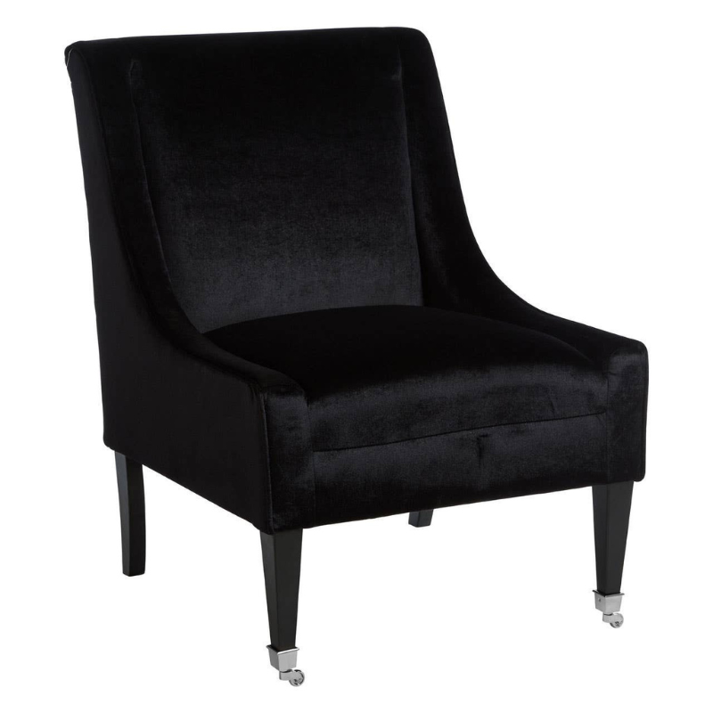 Downton Black Velvet Chair – Sleek Modern Elegance with Plush Comfort