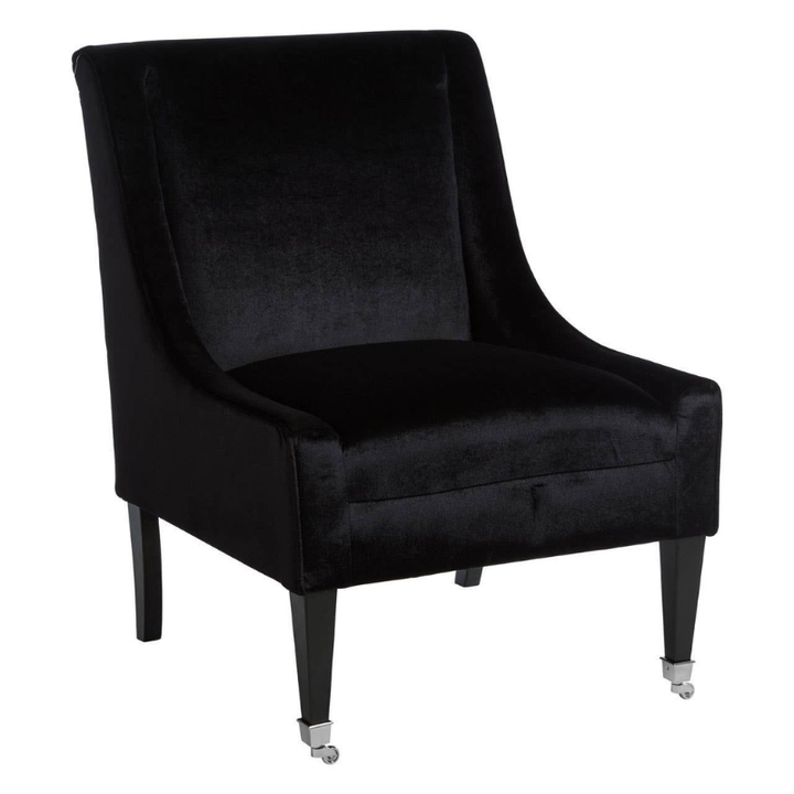 Downton Black Velvet Chair – Sleek Modern Elegance with Plush Comfort