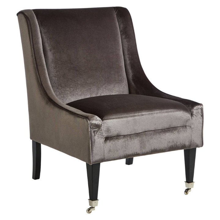 Downton Grey Velvet Chair – Contemporary Style with Plush, Comfortable Seating