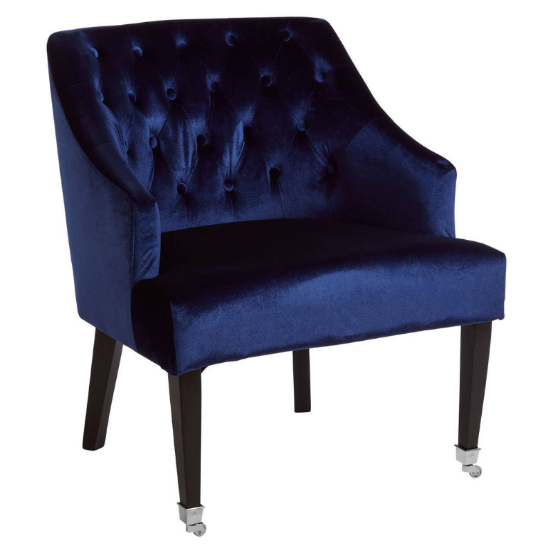 Darwin Blue Velvet Lounge Chair – Luxurious Comfort with Contemporary Style