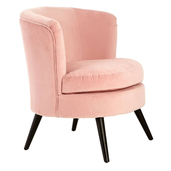Plush Round Pink Velvet Curved Chair – Soft Modern Elegance with Luxurious Comfort