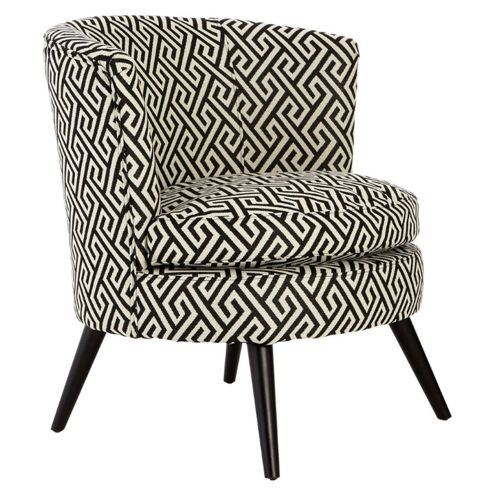 Regent Park Greek Key Design Round Accent Chair – Sophisticated Statement Seating with Classic Geometric Detail