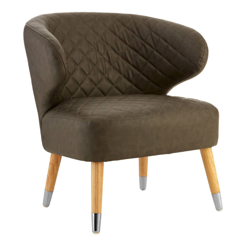Richy Brown Leather Effect Accent Chair – Warm Contemporary Style with Comfortable Seating