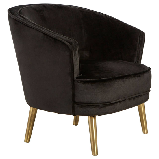 Louxor Black Velvet Round Chair – Luxurious Curved Design with Plush Comfort