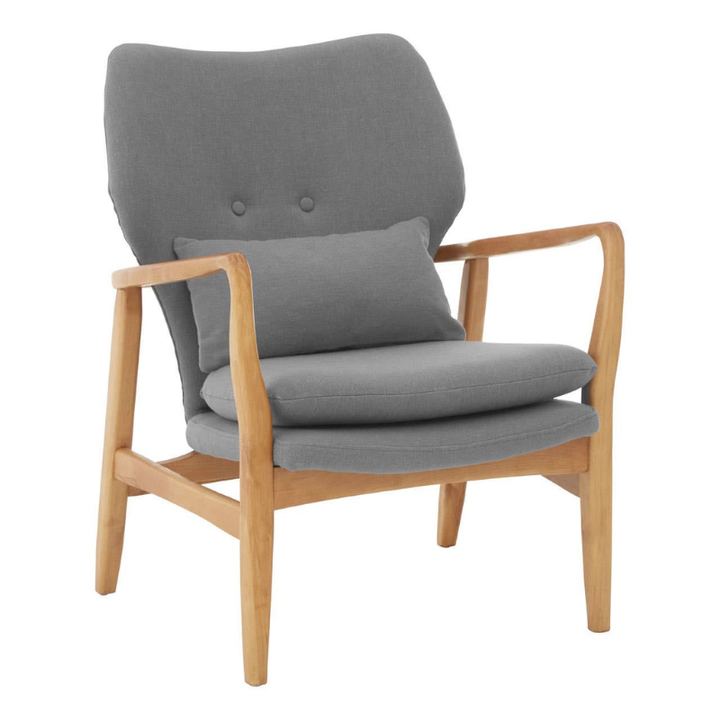 Stockholm Grey Chair with Birchwood Frame – Scandinavian Simplicity with Modern Comfort