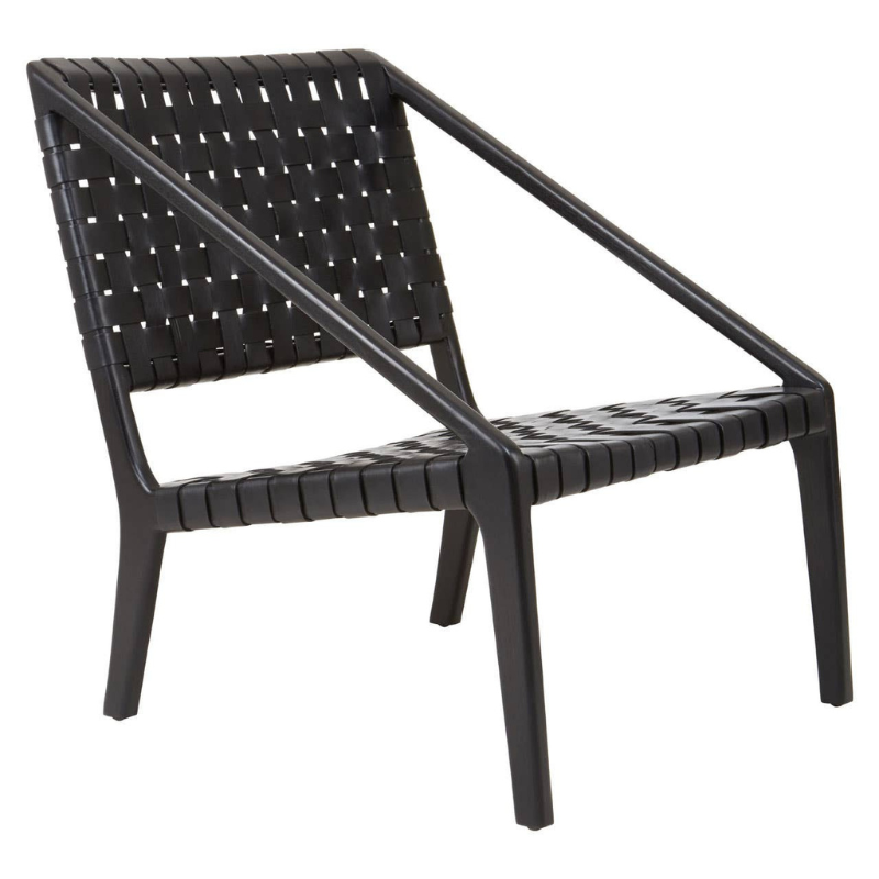 Kendari Black Cow Leather Woven Chair – Artisanal Craftsmanship with Bold Modern Style