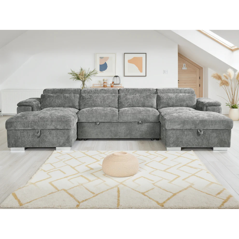 Alaya Sofabed Grey U Shape Corner – Contemporary Comfort with Versatile Functionality