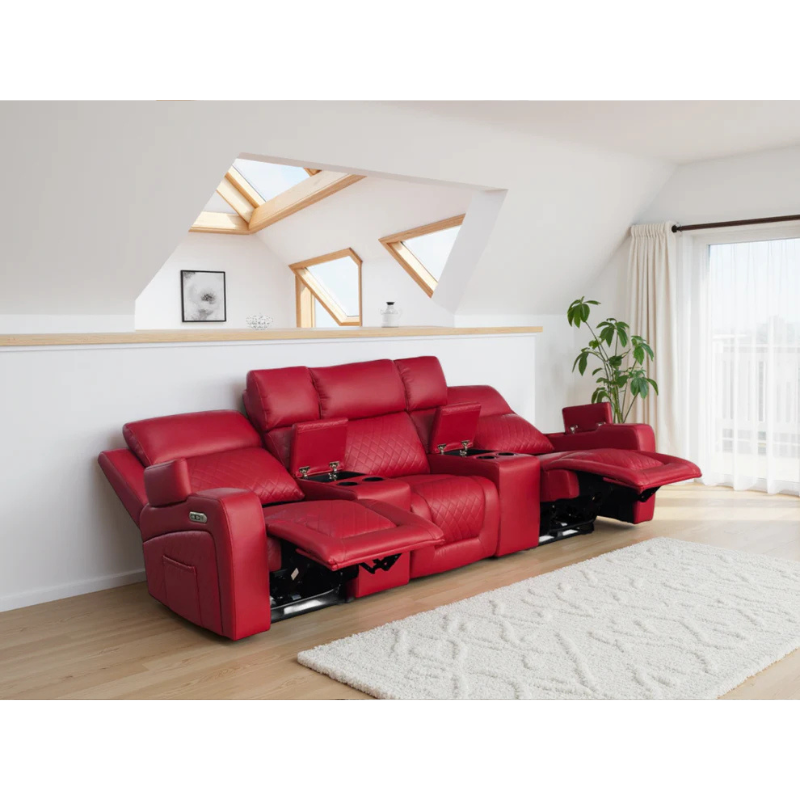 Florence Cinema Sofa Red 3 Seater – Contemporary Comfort with Bold Home Cinema Style