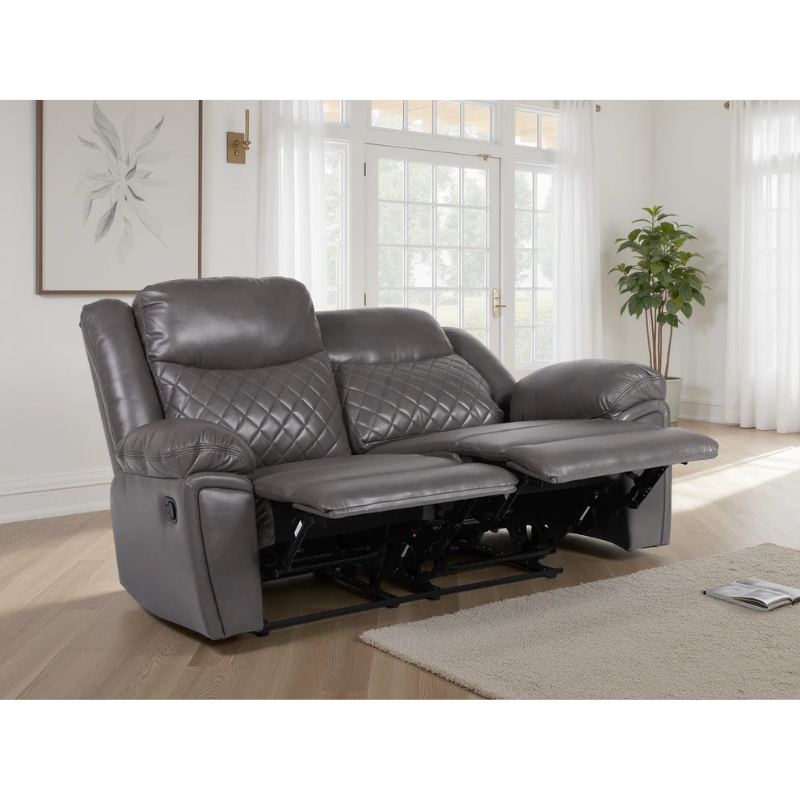 Myra Recliner Sofa Grey 2 Seater PU Leather – Contemporary Comfort with Practical Style