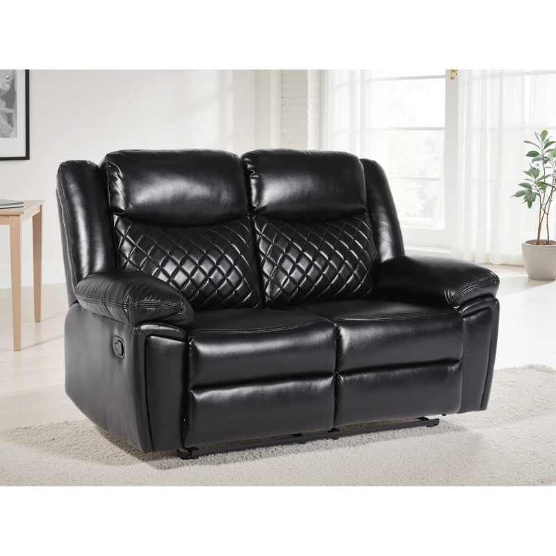 Myra Recliner Sofa Black 2 Seater PU Leather – Contemporary Comfort with Sleek Style