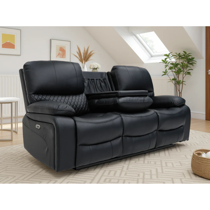 Orla Electric Recliner Sofa Black 3 Seater – Contemporary Comfort with Sleek Style