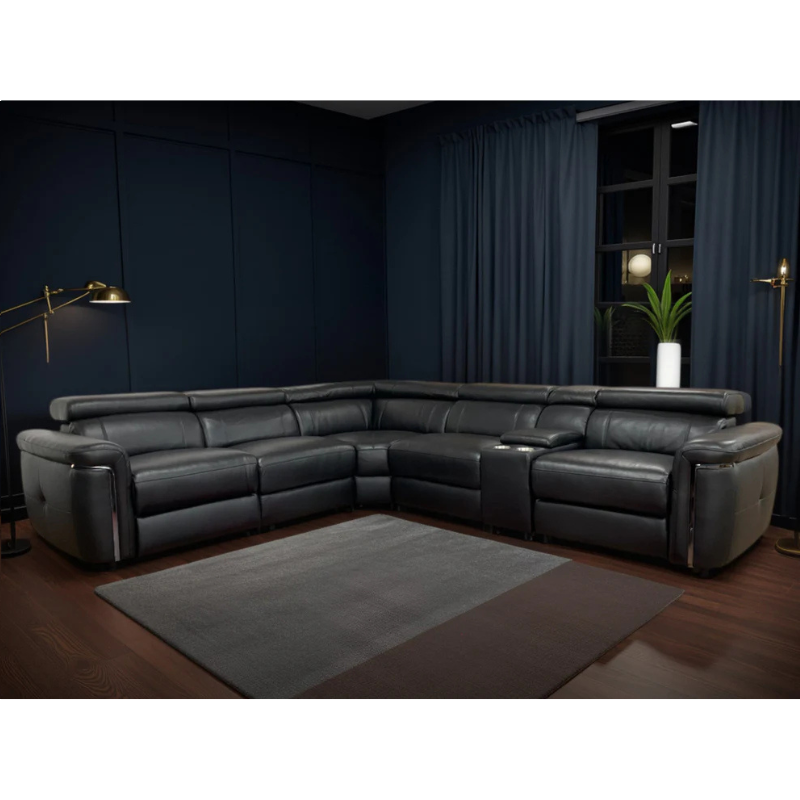Somerville Electric Recliner Sofa Black Large Corner – Contemporary Comfort with Spacious Luxury