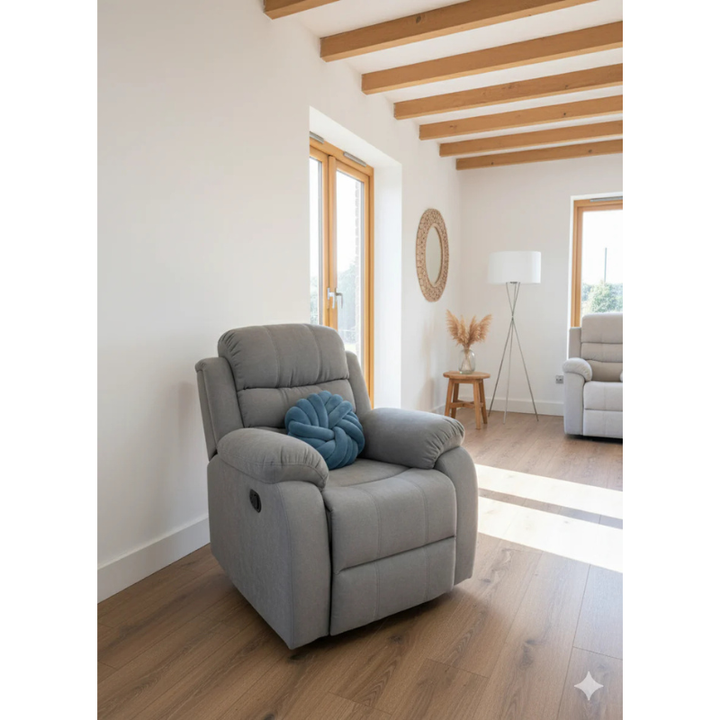 Stanley Manual Recliner Sofa Grey Armchair – Contemporary Comfort with Relaxed Functionality