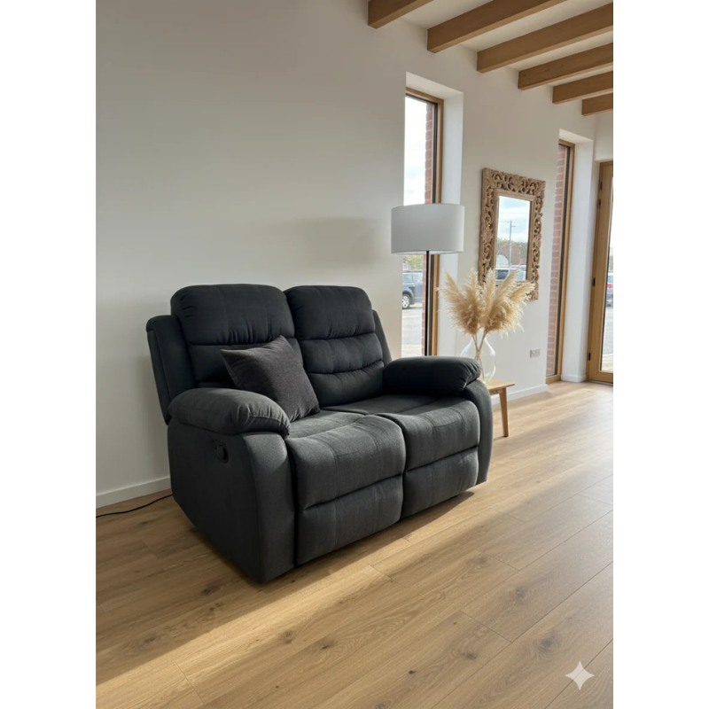 Stanley Manual Recliner Sofa Black 2 Seater – Contemporary Comfort with Relaxed Functionality