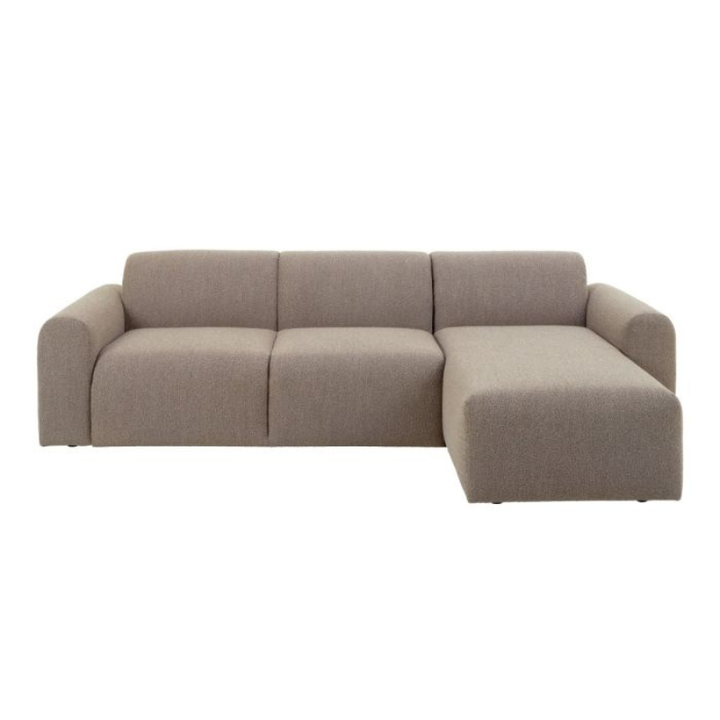 Midfield Right-Hand Facing 2 Seater Chaise Longue Sofa in Beige Bouclé Fabric