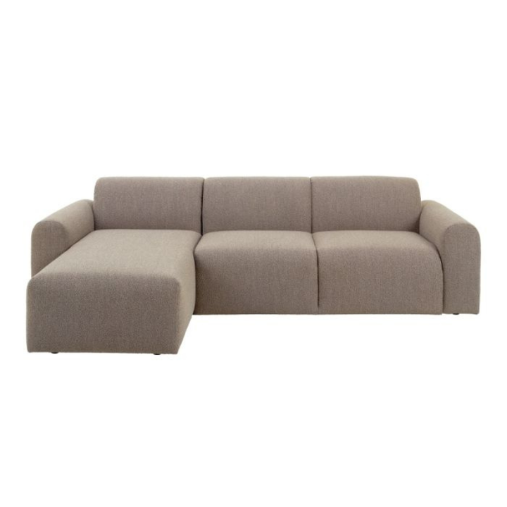 Midfield Left-Hand Facing 2 Seater Chaise Longue Sofa in Beige Bouclé Fabric