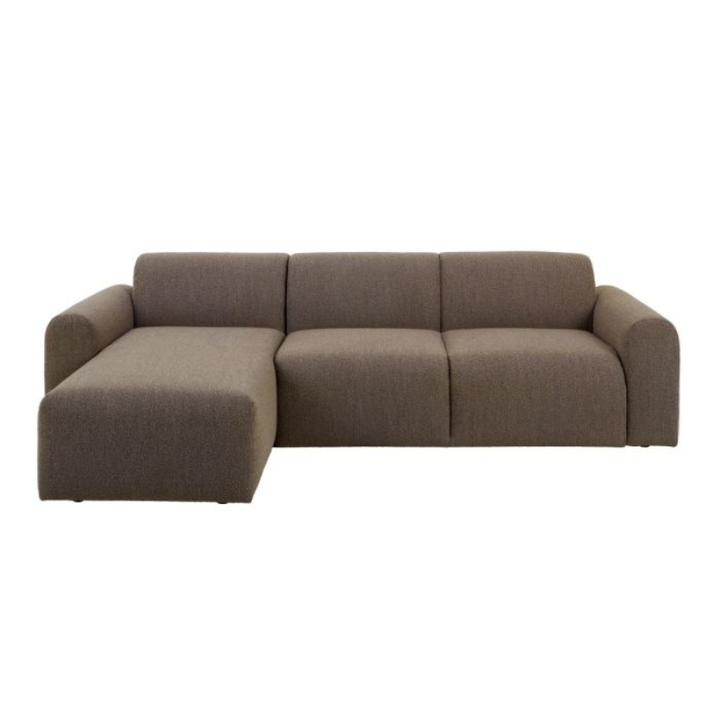 Midfield Left-Hand Facing 2 Seater Chaise Longue Sofa in Taupe Bouclé Fabric