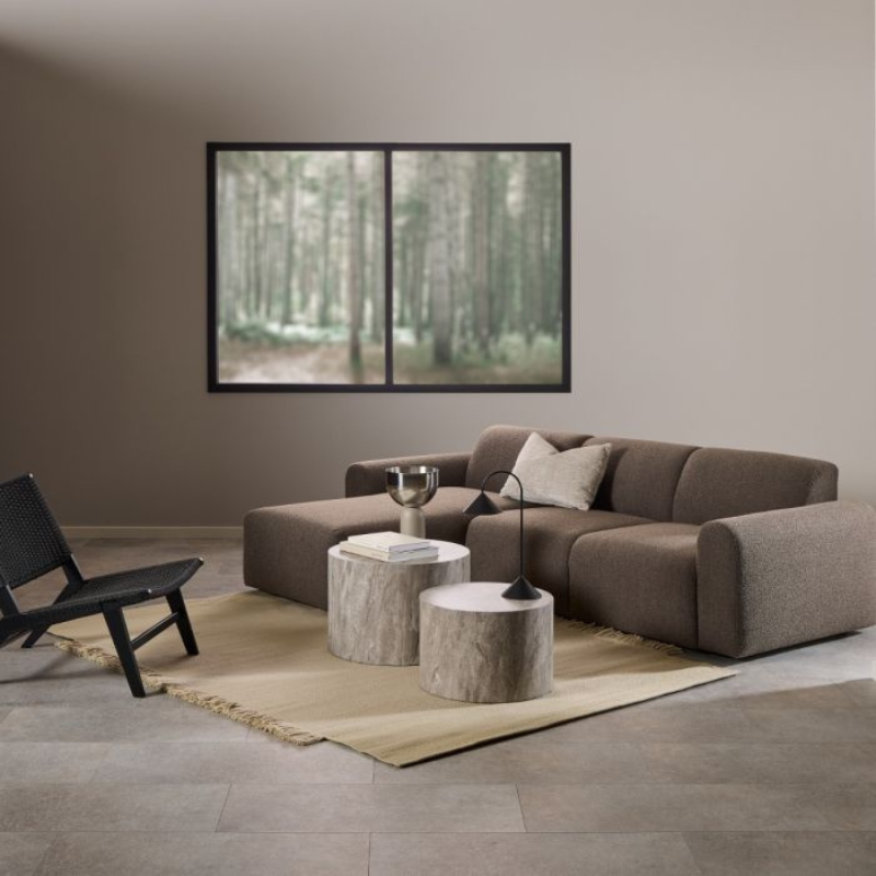 Midfield Left-Hand Facing 2 Seater Chaise Longue Sofa in Taupe Bouclé Fabric