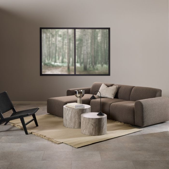 Midfield Left-Hand Facing 2 Seater Chaise Longue Sofa in Taupe Bouclé Fabric