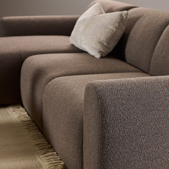 Midfield Left-Hand Facing 2 Seater Chaise Longue Sofa in Taupe Bouclé Fabric