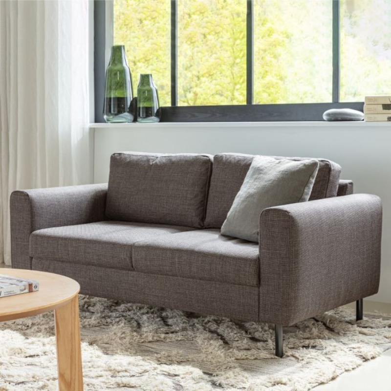 Omaha 2 Seater Fabric Sofa in Light Grey-Brown – Contemporary Comfort with Modern Style