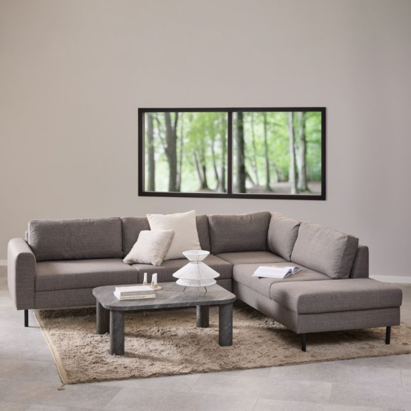 Omaha Right-Hand Facing Corner Sofa in Light Grey-Brown Fabric – Contemporary Comfort with Modern Style