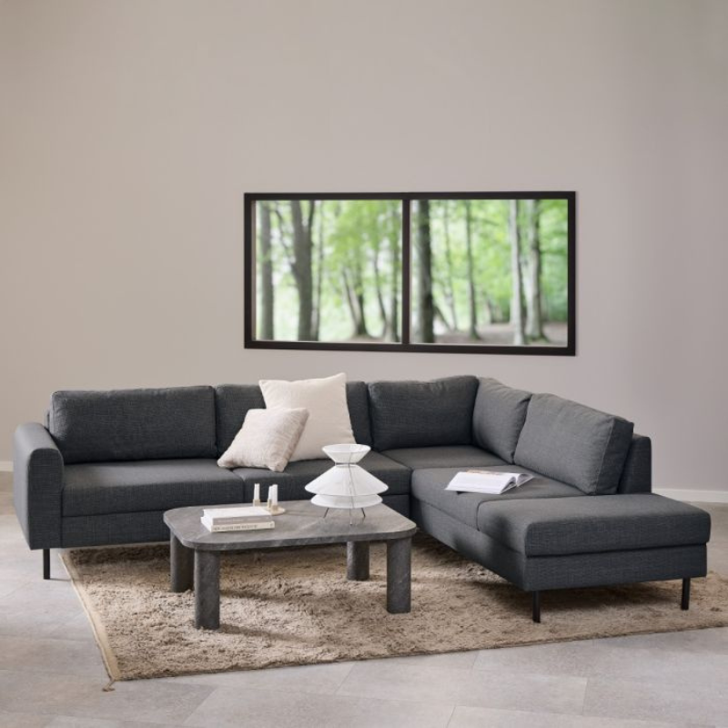 Omaha Right-Hand Facing Corner Sofa in Dark Grey Fabric – Contemporary Comfort with Modern Style