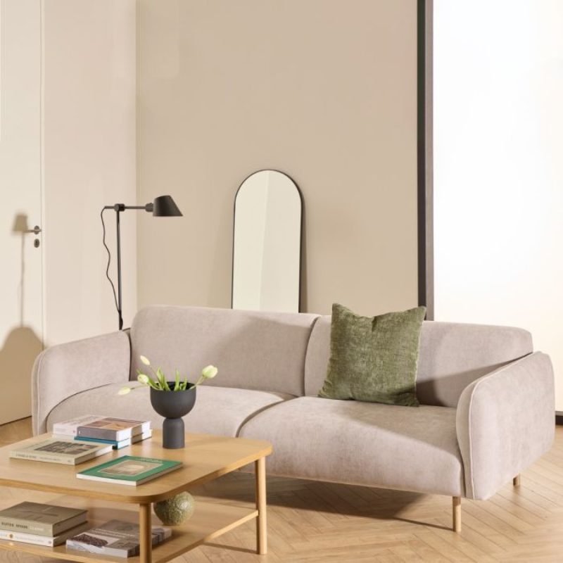 Westham 3 Seater Sofa in Fay Beige Fabric – Contemporary Comfort with Timeless Style