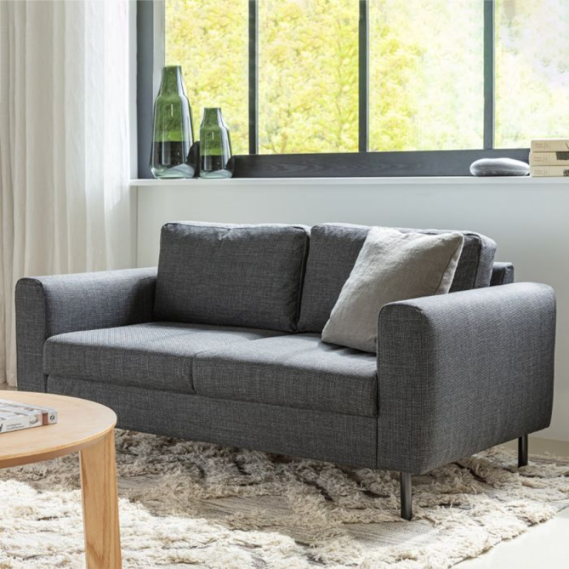 Omaha 2 + 3 Seater Sofa Set in Basel Dark Grey Fabric – Contemporary Comfort with Modern Style
