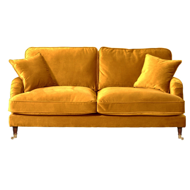 Mayfair Mustard Velvet 3 Seater Sofa – Stylish Velvet Statement Sofa