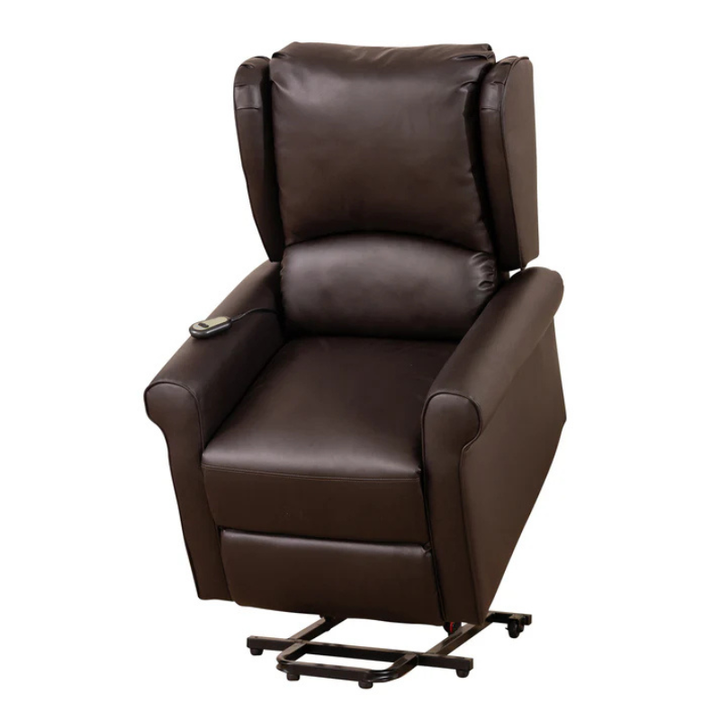 Everton Brown Leather Heat & Massage Lift Assist Recliner Chair