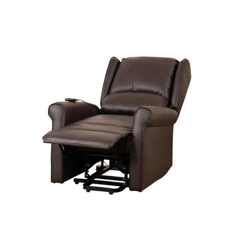 Everton Brown Leather Heat & Massage Lift Assist Recliner Chair