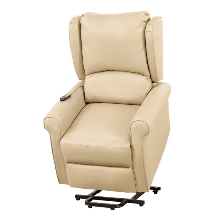 Everton Cream Leather Heat & Massage Lift Assist Recliner Chair