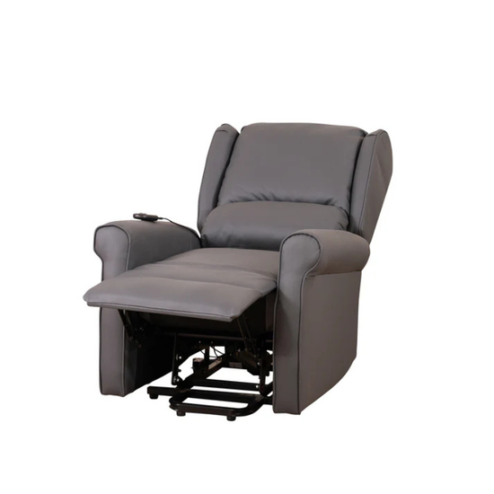 Everton Grey Leather Heat & Massage Lift Assist Recliner Chair