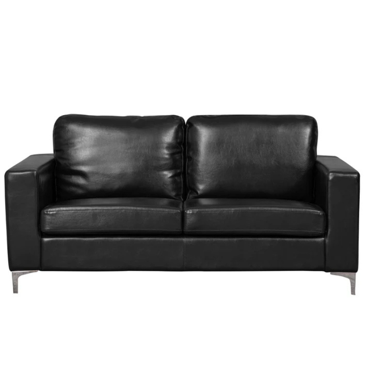 Benson Black Leather 3 Seater Sofa – Modern Compact Comfort