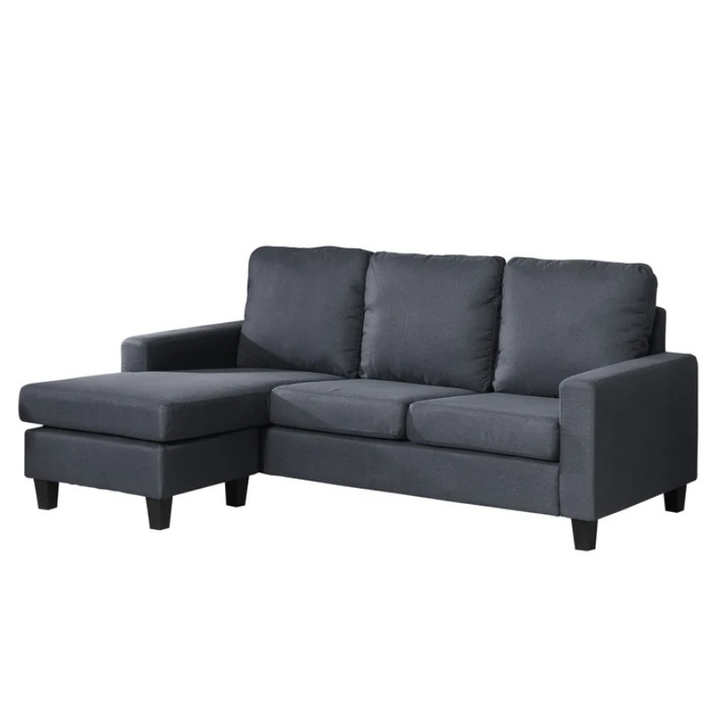 Harlow Dark Grey Textured Fabric Reversible Corner Sofa – Modern Flexible Comfort