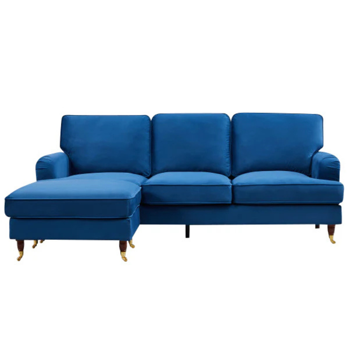 Mayfair Blue Velvet Reversible Corner Sofa – Luxury Flexible Comfort