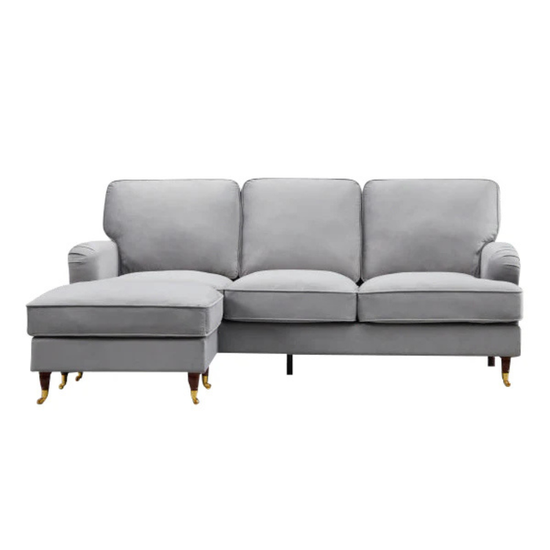 Mayfair Grey Velvet Reversible Corner Sofa – Modern Luxury Corner Sofa