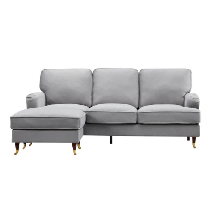 Mayfair Grey Velvet Reversible Corner Sofa – Modern Luxury Corner Sofa