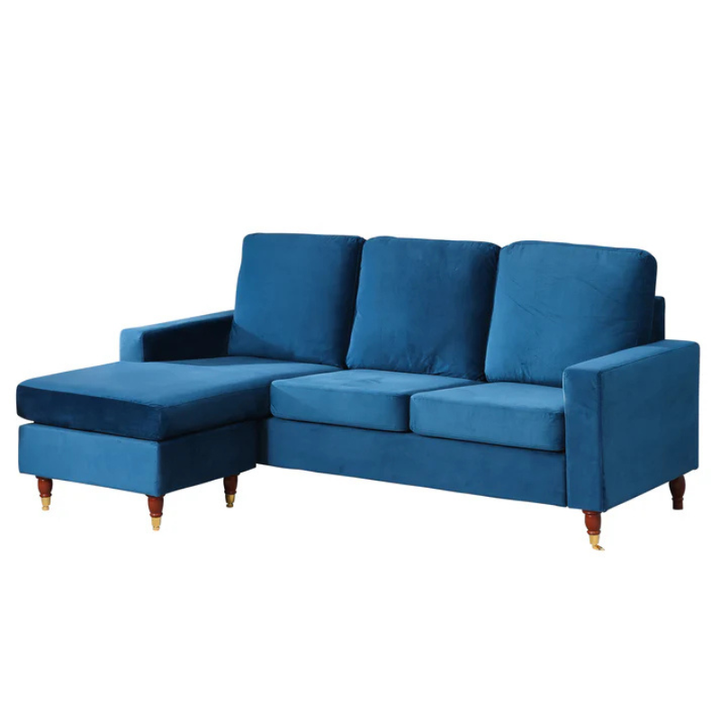 Chelsea Blue Velvet Reversible Corner Sofa – Stylish Flexible Comfort