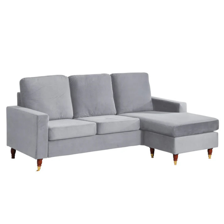 Chelsea Grey Velvet Reversible Corner Sofa – Modern Luxury Seating