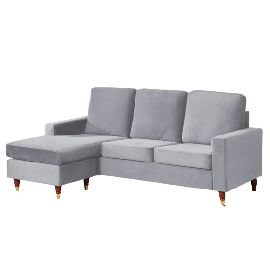 Chelsea Grey Velvet Reversible Corner Sofa – Modern Luxury Seating