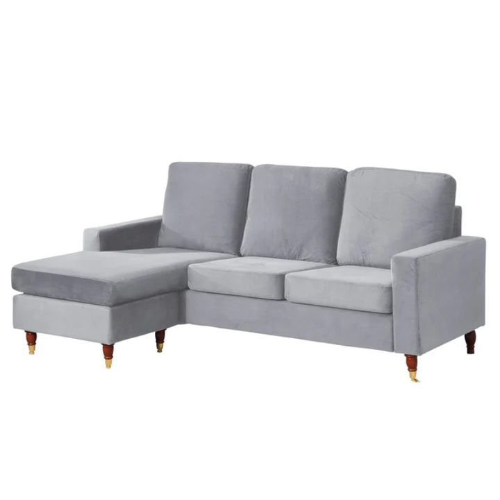 Chelsea Grey Velvet Reversible Corner Sofa – Modern Luxury Seating