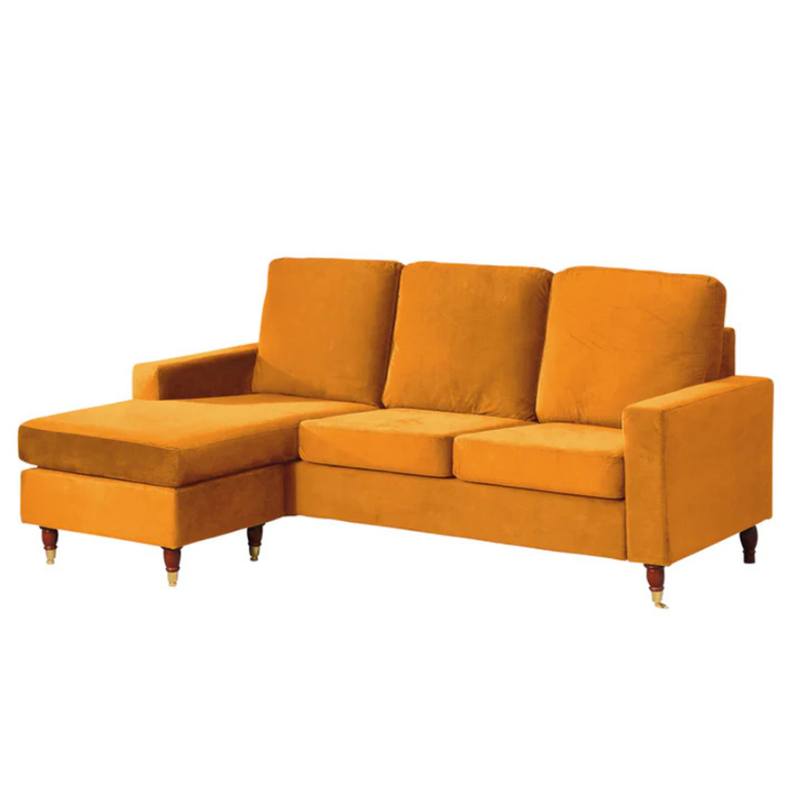 Chelsea Orange Velvet Reversible Corner Sofa – Bold Luxury Corner Sofa
