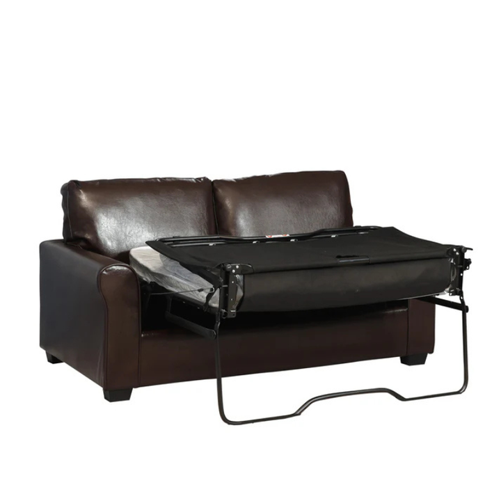 Camden Brown Leather Sofa Bed – Compact Modern Guest Bed