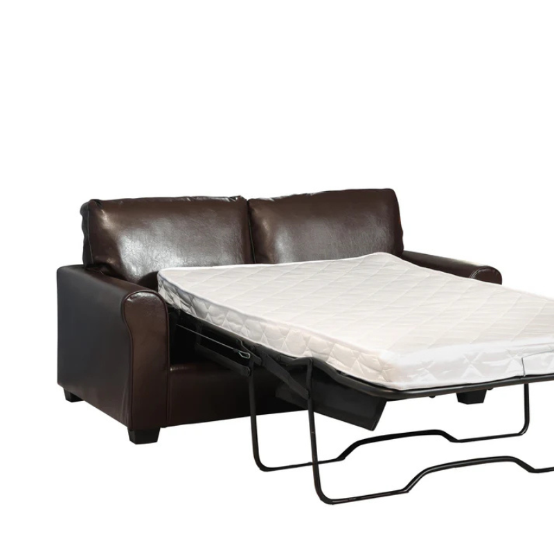 Camden Brown Leather Sofa Bed – Compact Modern Guest Bed