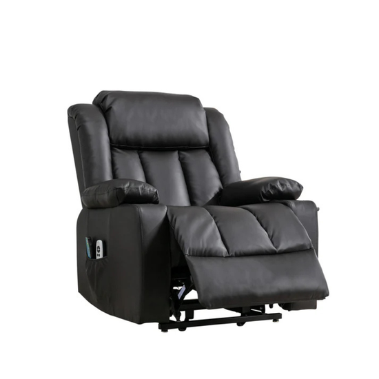 Wellington Black Leather Dual Motor Lift Assist Recliner Chair
