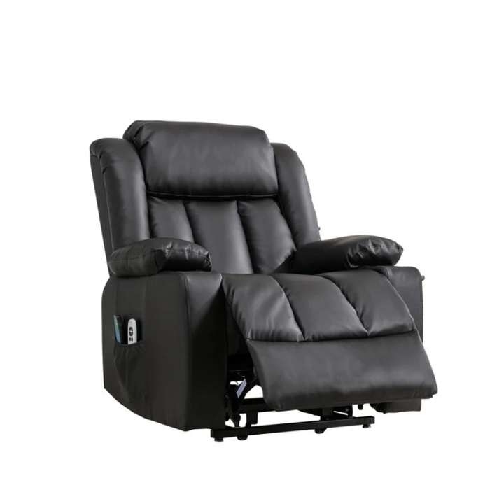 Wellington Black Leather Dual Motor Lift Assist Recliner Chair