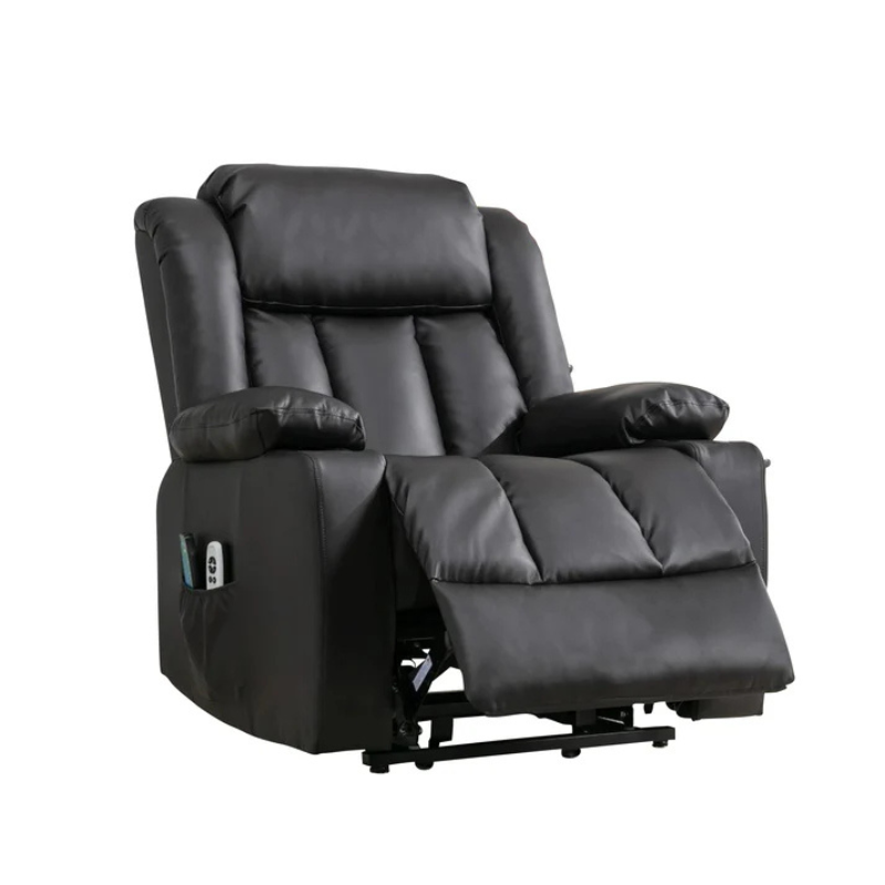Wellington Black Leather Dual Motor Lift Assist Recliner Chair