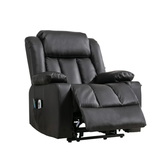 Wellington Black Leather Dual Motor Lift Assist Recliner Chair